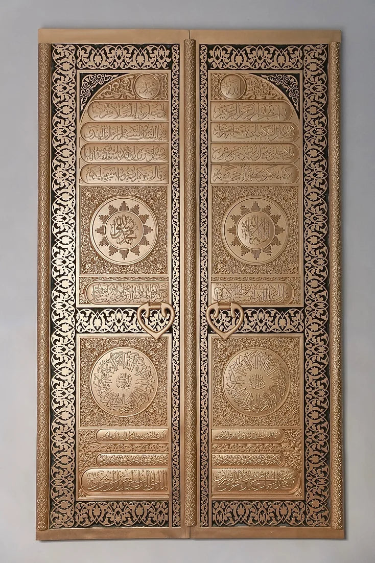 Hanging Display – Kaaba Door Inspired Islamic Artwork Mounted on Wall at Home