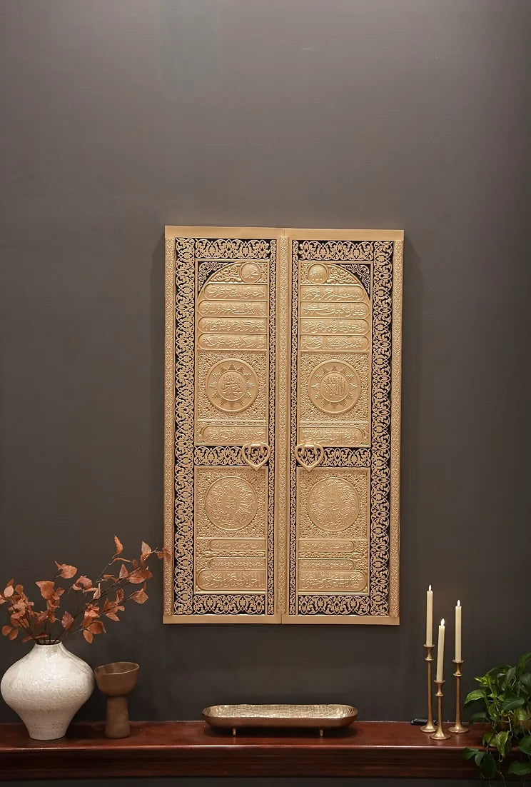 Side Angle View – Handcrafted Kaabah Door Islamic Art for Living Room Décor